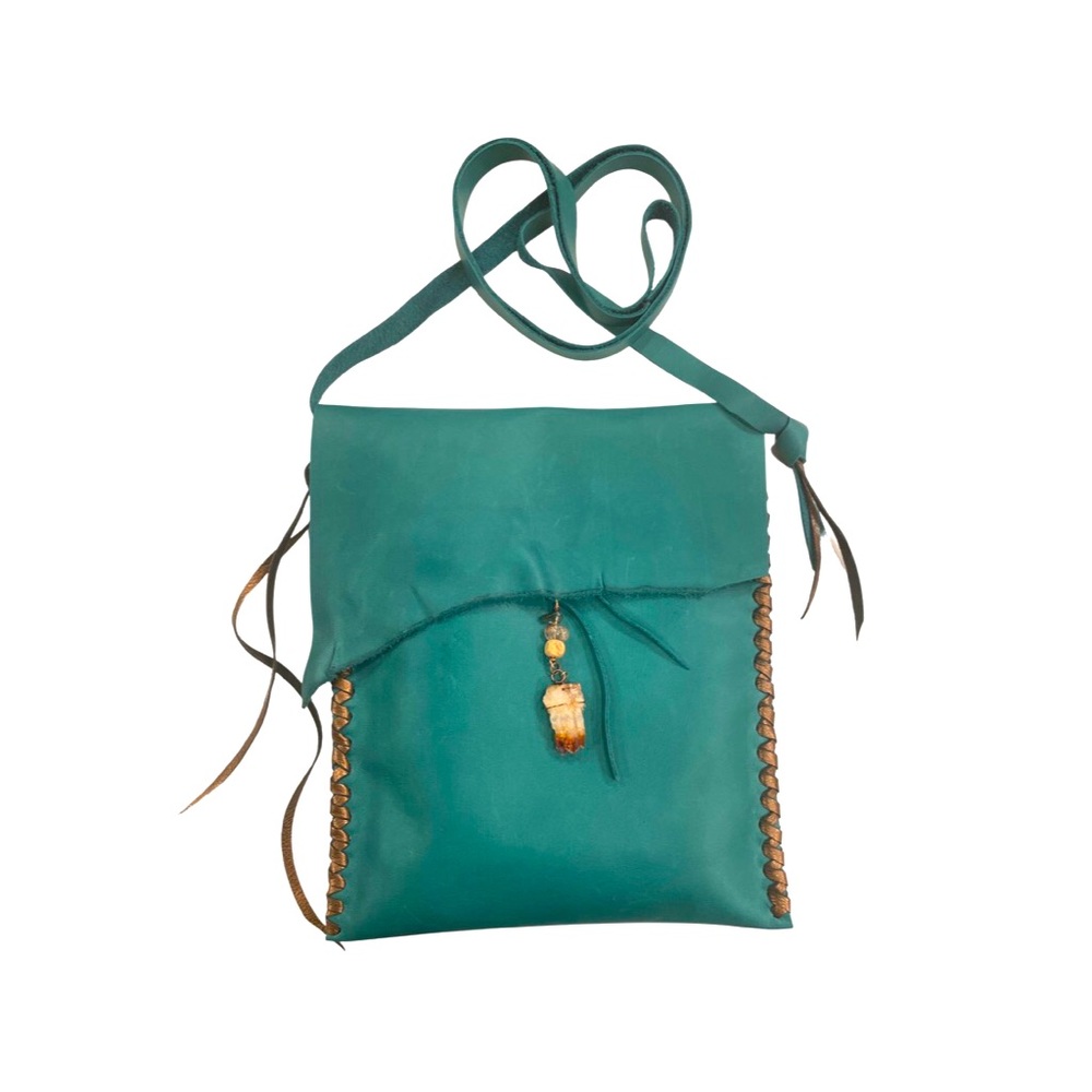 Bohemian Bespoke Teal leather handbag